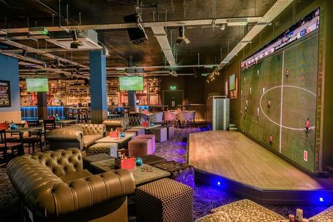 Sportsbook Interior Design, High End Sports Bar Design, Sports Bar Bathroom Ideas, Sports Bar Patio Ideas, Sports Cafe Interior Ideas, Sports Cafe Interior, Sports Lounge Ideas, Sports Lounge Design, Sports Bars Ideas