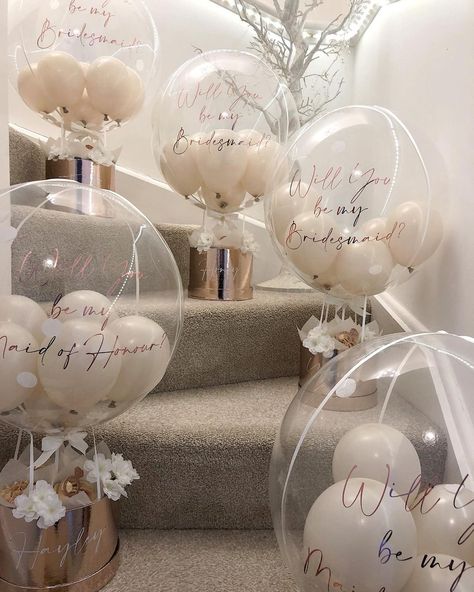 Bridesmaid Proposal Cupcakes, Proposal Cupcakes, Bridal Era, Bridesmaid Ideas, Clear Balloons, Bubble Balloons, Bridesmaid Proposal Gifts, Proposal Gifts, Will You Be My Bridesmaid