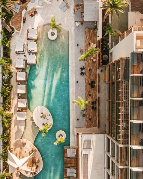 Hotel Pool Design, Pool Design Plans, Mediterranean Hotel, Pool Dining, Floating Lounge, Backyard Plan, Pool Water Features, Pool Landscape Design, Rectangular Pool