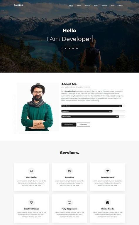 Web Developer Portfolio, Portfolio Website Inspiration, Cv Website, Personal Website Design, Personal Website Portfolio, 블로그 디자인, Simple Website Design, Web Portfolio, Website Portfolio