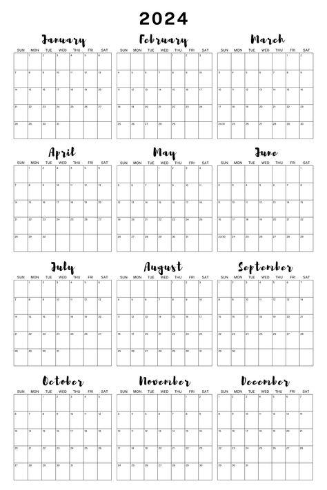 2024 Wall Calendar - Stay Organized All Year Calendar Printables 2024, Calendar 2024 Aesthetic Cute, Giant Calendar, Planer 2024, 2024 Schedule, 2024 Journal, Full Year Calendar, Vertical Calendar, Calendar Designs