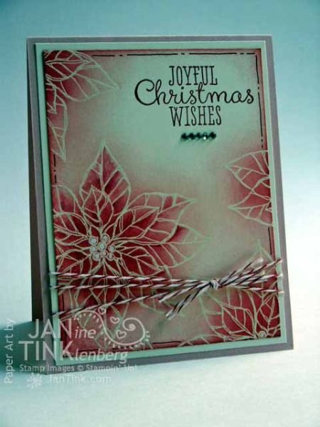 Joyful Christmas Emboss Resist Card by JanTInk - Cards and Paper Crafts at Splitcoaststampers Joy Christmas Card, Poinsettia Cards, Stamped Christmas Cards, Stampin Up Christmas Cards, Stamp Projects, Christmas Stamps, Christmas Cards To Make, Christmas Card Design, Winter Cards