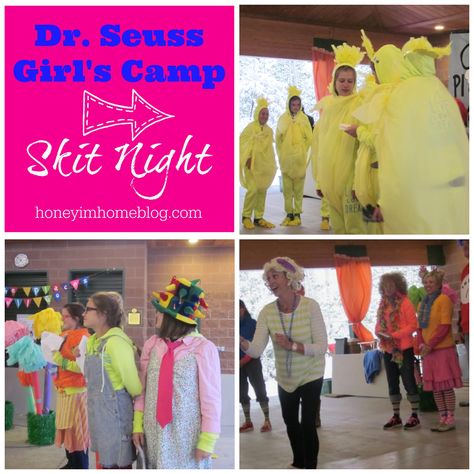 Girl's Camp Skit Night  INCLUDING a great Seussical skit about integrity! Girls Camp Games, Camp Skits, Camp Quotes, Lds Girls Camp, Yw Theme, Camp Games, Lds Yw, Camping Planning, Weekend Camping Trip