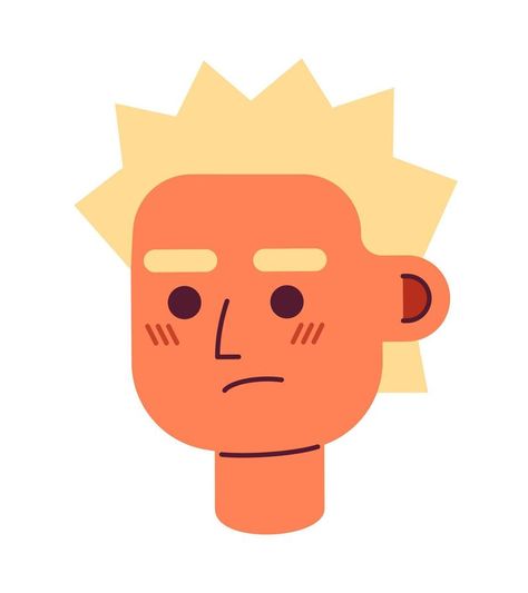 Irritated young man with prickly hair semi flat vector character head. Colorful avatar icon. Editable cartoon user portrait. Simple colour spot illustration for web graphic design and animation Vector Character Design Simple, User Research Illustration, Simple Animation Characters, Flat Illustration Characters, Simple Character Illustration, Avatars For Profiles, Easy Characters To Draw, Simple Character Design, Vector Character Illustration