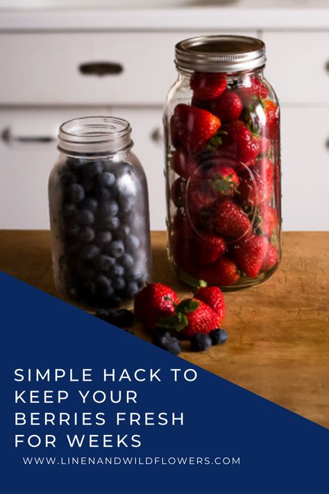 Best Way To Store Berries, How To Store Fruits And Vegetables In Mason Jars, Strawberry In Mason Jar, Keeping Berries Fresh Longer, Strawberries Stored In Mason Jars, Fruit In Jars Masons, Mason Jar Berry Storage, Keeping Fruit Fresh In Mason Jars, How To Store Fruit In Mason Jars