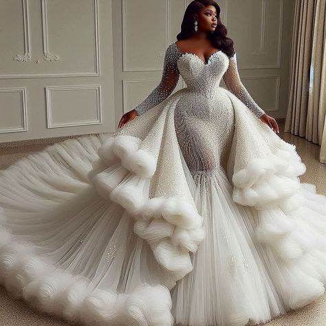 Nanice Weddings | Wedding dresses in Accra | STATEMENT PIECES! Luxury zone only!!!🌟 #bridalmagic💕🥰❤️ 🥳To custom and recreate any of these designs in reality contact our team of able… | Instagram African Wedding Dress Nigerian Fashion, Modern Gowns, Custom Bridal Dress, Color Wedding Dress, Dresses Cinderella, Dress Bustle, Lace Princess Wedding Dresses, Extravagant Wedding Dresses, Glam Wedding Dress