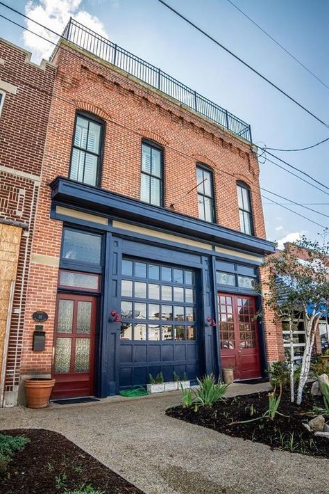 Cape Charles Virginia, Loft Exterior, Old Firehouse, Warehouse Renovation, Cape Charles Va, Wine Garden, Loft Style Apartments, Cape Charles, Restaurant Exterior