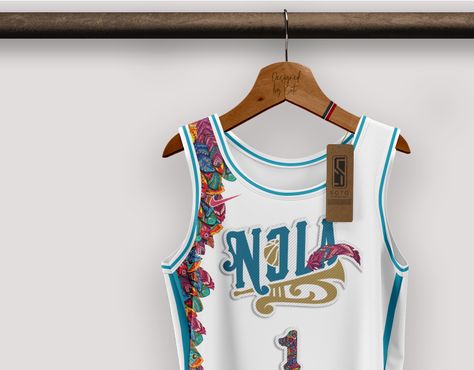 NEW ORLEANS PELICANS / NBA - concept by SOTO UD Concept Jersey, Basketball Jersey Outfit, Nasa Vintage, Basketball Vests, Basketball Uniforms Design, Sports Jersey Design, Nba Art, Nba Jerseys, Basketball Uniforms