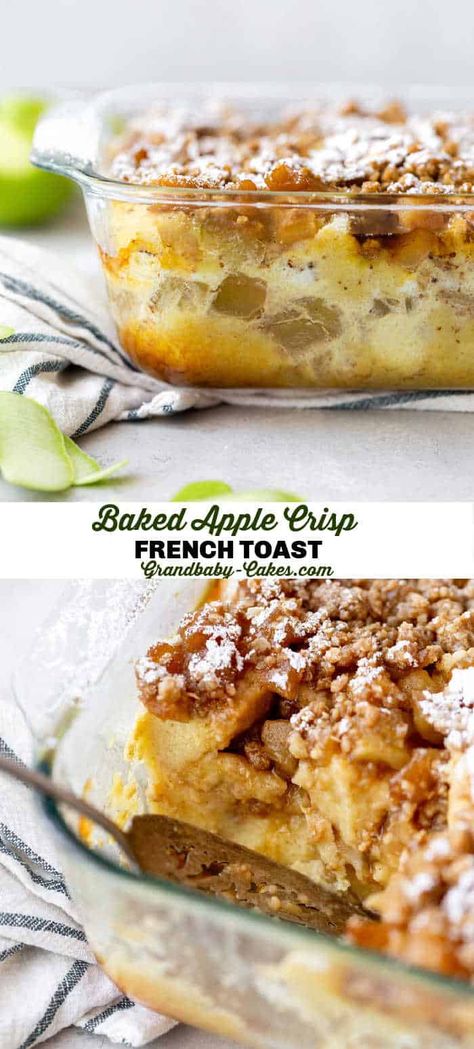 Fall Baked French Toast, Crockpot Thanksgiving Breakfast, Apple Crisp French Toast Casserole, Apple Pie Stuffed French Toast, Decadent French Toast, Fall Breakfast Sweets, Apple Crisp French Toast, Thanksgiving French Toast, Decadent Breakfast Recipes