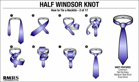 The Half Windsor knot is a classic tie knot that will work for any formal occasion. It should be your next step after the Four In Hand Knot before learning the Full Windsor Knot. Balthus Knot, How To Tie A Necktie, Windsor Tie Knot, Eldredge Knot, Four In Hand Knot, Full Windsor Knot, Windsor Tie, Simpul Dasi, Bow Tie Knot