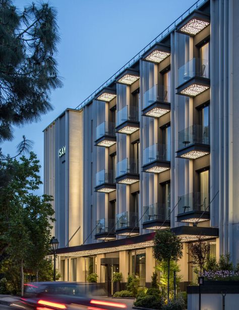 SAY Hotel | A&M ARCHITECTS | Archello Appartement Exterior Design, Hotel Facade Design, Residential Architecture Facades, Hotel Design Architecture, Hotel Facade, Hotel Exterior, Facade Architecture Design, Luxury Beach House, Facade Lighting