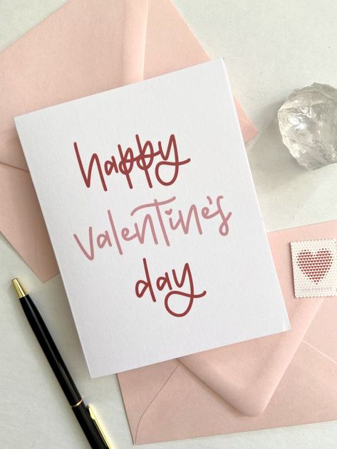 Happy Valentines Day Writing, Happy Valentines Day Calligraphy, Friend Valentine Card, Friend Valentine, Heart Envelope, Hearts Card, Creative Gift Wraps, Hand Lettering Cards, Celebration Card