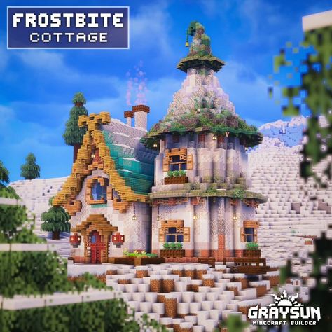 Cool Minecraft Banners, Snowy Cottage, Fantasy Minecraft, Fairy Vibe, Snowy House, White Gradient, Minecraft House Tutorials, Cool Minecraft Creations, Minecraft Castle