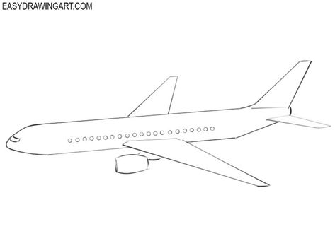 How to Draw an Airplane Drawing Of Airplane, Aircraft Drawing Easy, How To Draw An Airplane, Simple Airplane Drawing, Airplane Sketch, Plane Drawing, Cartoon Airplane, Airplane Drawing, Window Drawing