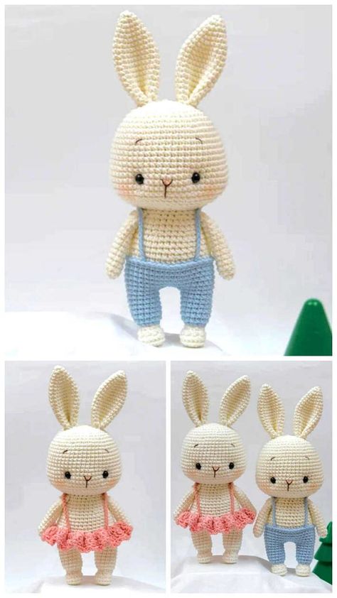 Amigurumi Bunny Free Crochet Pattern Amigurumi Bunny Free Pattern, Crochet Rabbit Free Pattern, Bunny Amigurumi Free Pattern, Easter Amigurumi, Easter Bunny Crochet Pattern, Crochet Easter, Crochet Bunny Pattern, Amigurumi Bunny, Pola Amigurumi