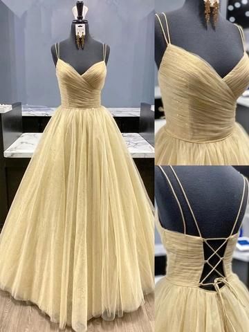 Gold Grad Dress, Vestidos Color Champagne, Prom Dress Beige, Sparkly Prom Dresses Long, Champagne Prom Dresses, Prom Dresses Sparkly, Gold Tulle, Champagne Prom Dress, School Dance Dresses