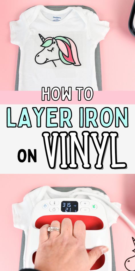 Tips for layering vinyl. How to add vinyl to clothing. How to layer iron vinyl. Vinyl Pantry Labels, Cricut Iron On Vinyl, How To Use Cricut, Projets Cricut, Make Stuff, Layered Vinyl, Cricut Projects Beginner, Htv Vinyl, Vinyl Shirts