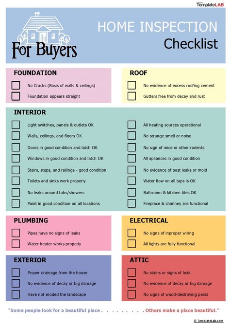 free 20 printable home inspection checklists word pdf ᐅ buying a house checklist template excel Home Buying Checklist Printable, Buying First Home Checklist, Real Estate Checklist Free Printable, Buying A Home Checklist, Buying First Home Aesthetic, House Building Checklist, House Inspection Checklist, First House Checklist, Buying A House Checklist