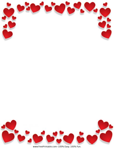 Customize Your Free Printable Hearts Border Letterhead Valentine Borders And Frames, Love Borders And Frames, Valentines Borders Printable, Valentine Template Design, Love Border Design, Valentine Templates Free Printable, Love Frames Background, Heart Border Design, Valentine Border