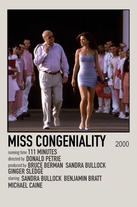 Miss Congeniality 2000 Movie Posters, Rom Com Polaroid Poster, Rom Com Movie Posters, 2000s Movie Posters, Miss Congeniality Movie, Chick Flick Movies, Girls Night Movies, Romcom Movies, Film Polaroid