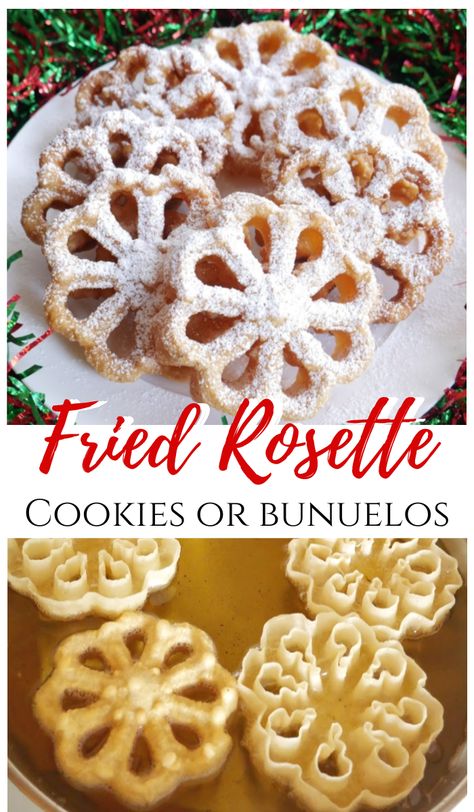 Rosettes Cookie Recipe, Rosette Recipe, Fried Cookies, Rosette Cookies, Dessert Christmas, Dessert Cookies, Norwegian Food, Wafer Cookies, Yummy Dessert