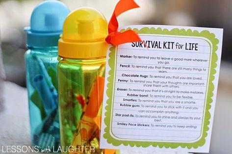 Survival Kit for Life: An end-of-the-year gift for students Survival Kit For Life, Students Life, Sharpie Paint Pens, End Of Year Activities, Gift For Students, Survival Supplies, Preschool Graduation, End Of School Year, Class Gift