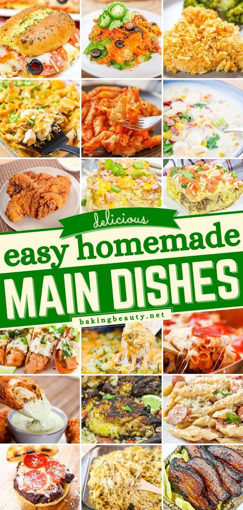 Easy Main Dishes, dinner idea, easy main dishes Unique Easy Meals, Main Food Dish, Homestead Dinner Recipes, Dinner Recipes From Scratch, Easy Homemade Meals, American Cuisine Recipes, Easy Suppers, Easy Fast Dinner Recipes, Cheap Meal Plans