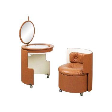 Dilly Dally Vanity, Earthy Furniture, Space Saving Vanity, Circle Vanity, Vanity With Chair, Floor Vanity, Unique Vanity, Retro Vanity, Luigi Massoni