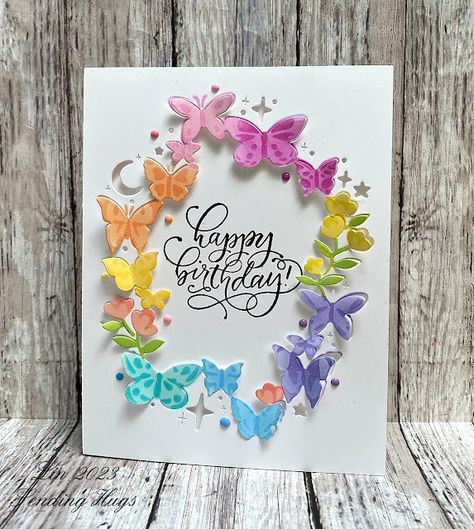 Butterfly Cards Ideas, Butterfly Birthday Card, Cards For Dad, Hero Arts Cards, Butterfly Birthday Cards, Bridesmaid Saree, Homemade Birthday Cards, Butterfly Card, Card Decoration