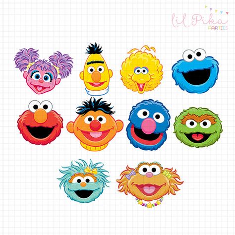 Sesame Street Characters Printables, Sesame Street Drawing, Sesame Street Printables, Beto Y Enrique, Sesame Street Birthday Cakes, Street Drawing, Head Clipart, Sesame Street Cake, Elmo Sesame Street