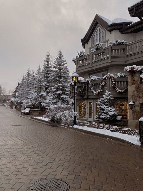 Vail Colorado Winter Aesthetic, Vail Colorado Aesthetic, Vail Aesthetic, Winter Village Aesthetic, Colorado Winter Aesthetic, Aspen Colorado Aesthetic, Christmas In Aspen, The Love Wager, Skiing Places