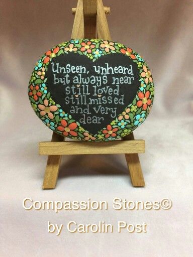 Memorial painted rock. Hand Painted Memorial Rocks, Remembrance Rock Painting, Memory Stones Diy Painted Rocks, Rock Painting In Memory Of, Painted Rock For Grave, Rock Painting Memorial Ideas, Rock Memorial Ideas, Memorial Stones Diy Painted Rocks, In Memory Painted Rocks