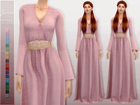 Inspired by Game of Thrones' Sansa Stark. Found in TSR Category 'Sims 4 Female Everyday' Sims 4 Cc Game Of Thrones Clothes, Sims Game Of Thrones, Sims Game Of Thrones Cc, Ts4 Game Of Thrones Cc, The Sims 4 Cc Medieval Dress, Sims 4 Cc Arabic Clothes, Medieval Dress Sims 4, Got Sims 4 Cc, Sims 4 Medevil Cc