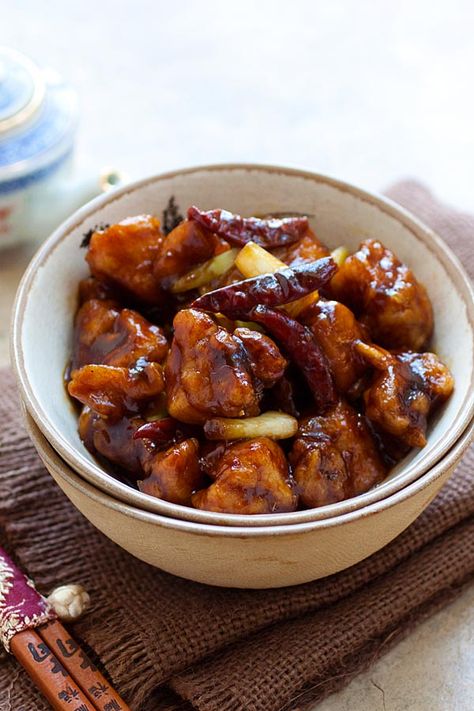 Easy Chicken Dishes, General Tso's Chicken Recipe, General Tso's Chicken, Tso Chicken, Honey Bbq Chicken, Chicken Dishes Easy, General Tso Chicken, Rasa Malaysia, General Tso