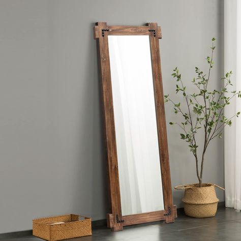 Bedroom Long Mirror, Rustic Full Length Mirror, Oversized Floor Mirror, Rustic Bathroom Mirrors, Mirror Farmhouse, Wooden Bathroom Vanity, Farmhouse Mirror, Mirror For Living Room, Long Mirror