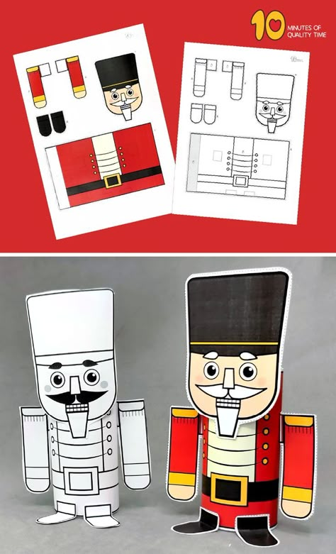 nutcracker crafts for preschool Santa Puppet, 2nd Grade Crafts, Xmas Crafts Kids, German Folklore, Paper Roll Christmas, Nutcracker Christmas Party, Nutcracker Crafts, Roll Craft, Snowman Craft