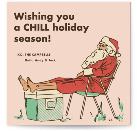 Even Santa needs to relax after a long year! A funny holiday card featuring a playful illustration and clever greeting. Funny Holiday Card, Funny Xmas Cards, Playful Illustration, Funny Holiday Cards, Funny Holiday, Holiday Postcards, Holiday Wedding, Work Humor, Holiday Photo Cards