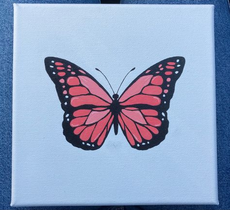 Butterfly Polaroid Painting, Easy Butterfly Painting On Canvas, Pink Butterfly Painting, Fish Drawing For Kids, Butterfly Art Drawing, Purple Painting, Butterfly Art Painting, Canvas Drawings, Butterfly Photos