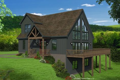 A Frame House Plans We Adore Vaulted Master, Mountain House Plan, Story Mountain, Plan Chalet, Hillside House, A Frame House Plans, Plans Architecture, Splash Mountain, Mountain House Plans