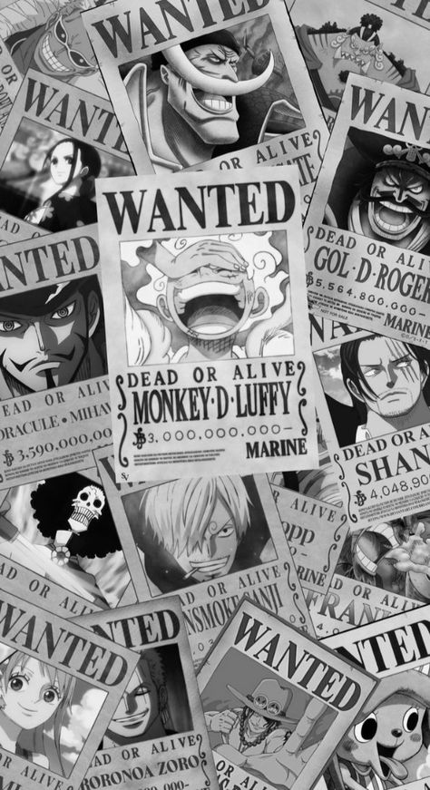 One Piece Wallpaper Iphone Black And White, Luffy Collage Wallpaper, Manga Wallpaper Black And White Iphone, Luffy Wallpaper Aesthetic, Emo Aesthetic Wallpaper, Anime Collage, Doflamingo Wallpaper, Images Emoji, One Piece Bounties