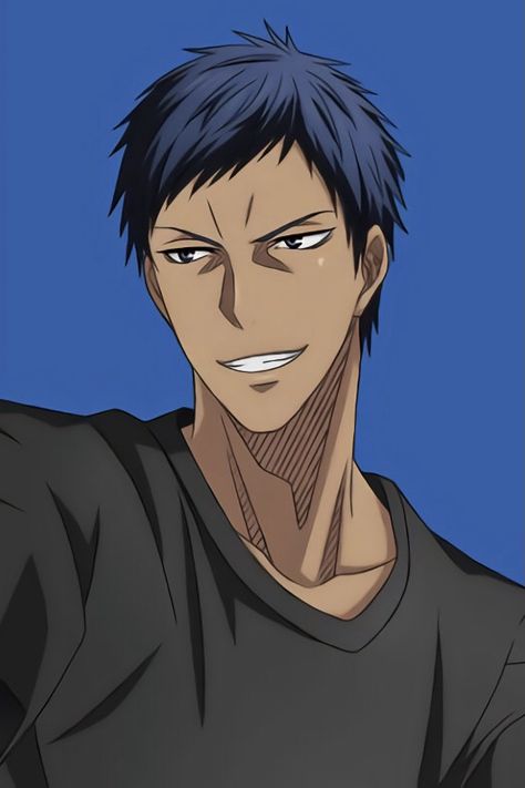 aomine daiki, anime: kuroko no basket, KNB, official art, smiling, smile, blue background Aomine Daiki Official Art, Kuroko's Basket Aomine, Kuroko No Basket Aomine Wallpapers, Kurokos Basketball Aomine, Aomine Wallpaper, Aomine Daiki Wallpapers, Kuroko No Basket Official Art, Kuroko No Basket Aomine, Kuroko's Basketball Wallpaper