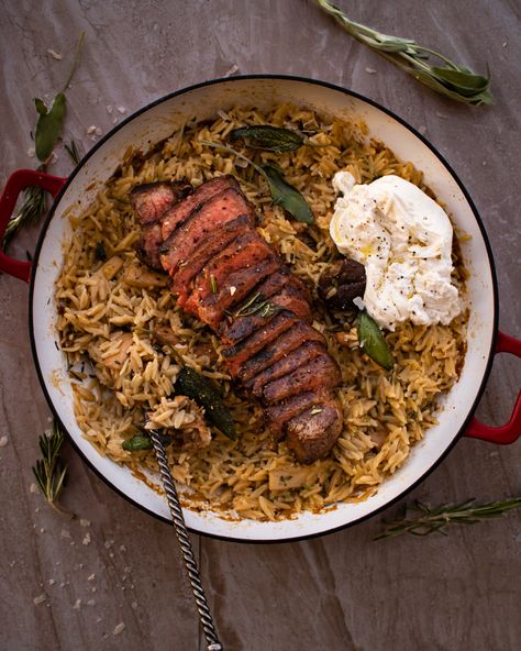 Brown Butter Orzo, Steak Orzo, Steak And Burrata, Steak And Risotto, Steak Risotto, Simple Orzo, Butter Orzo, Orzo With Mushrooms, Spinach And Orzo