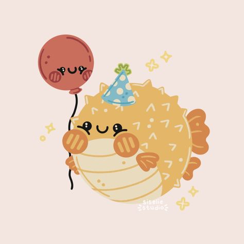 balloon fish ✨ Kawaii Fish, Balloon Fish, Characters Inspiration Drawing, Birthday Today, Fish Illustration, Today Is My Birthday, It's My Birthday, Water Lily, Japan Fashion