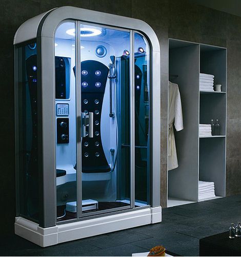 Future shower (2025) by SarahhLoveLovesyou, via Flickr Futuristic Bathroom, Unique Bathroom Design, Casa Retro, Bilik Mandi, Bathroom Design Trends, Shower Cabin, Shower Units, Futuristic Furniture, Bathroom Design Inspiration