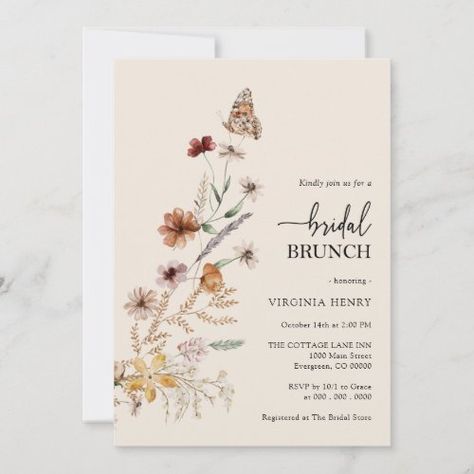 Floral Bridal Brunch Invitation for $3.03 - Bridal Shower Invitations Luncheon Invitation, Bridal Luncheon Invitations, Boho Bridal Shower Invitations, Butterfly Baby Shower Invitations, Boho Wildflower, Bridal Brunch Invitations, Boho Baby Shower Invitations, Watercolor Butterfly, Bridal Luncheon