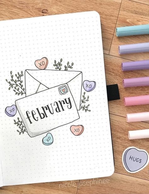 64 Best February Bujo Spreads You Need - atinydreamer Journal D'inspiration, February Bullet Journal, Bullet Journal Month, Kalender Design, Bullet Journal Ideas Templates, Happy February, Creating A Bullet Journal, Bullet Journal Cover Page, Bullet Journal Cover Ideas