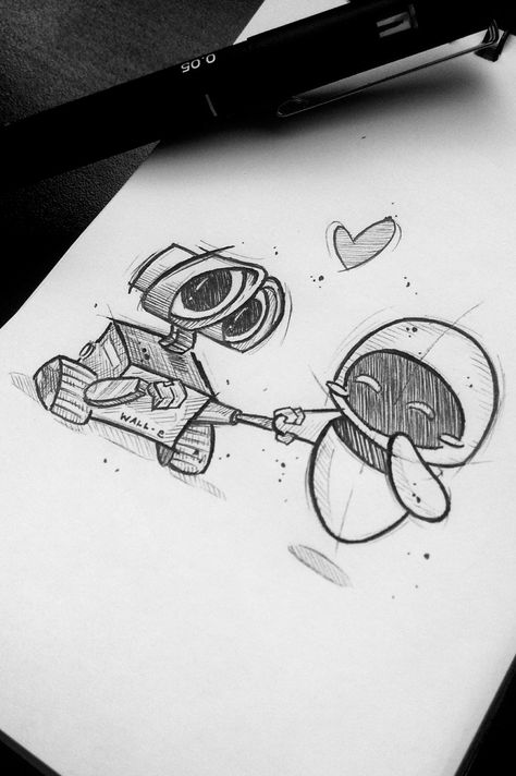 Croquis Couple, Croquis Disney, Walle Y Eva, Easy Pencil Drawings, Disney Character Drawings, Easy Disney Drawings, Drawings For Boyfriend, Sweet Drawings, Disney Drawings Sketches