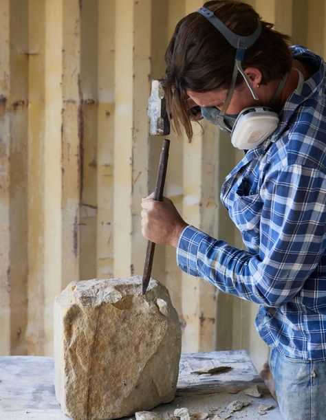 This Sydney Sculptor Carves Striking Pieces From Sandstone Sandstone Sculpture, Indigenous Design, Butterworth, Sand Stone, Botanical Gardens, Sculptor, Stools, Sydney, Carving