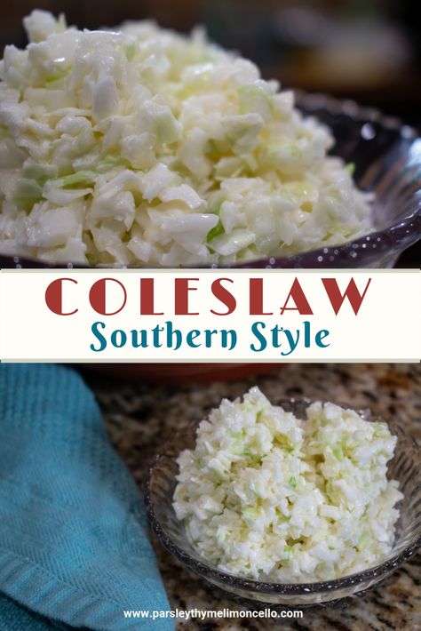 Southern Cold Slaw Recipe, Coleslaw For A Crowd Easy Recipes, Southern Slaw Recipes, Cabbage Southern Style, Coleslaw For A Crowd, Southern Cole Slaw Recipe, Bbq Sides For A Crowd, Southern Cole Slaw, Southern Style Coleslaw