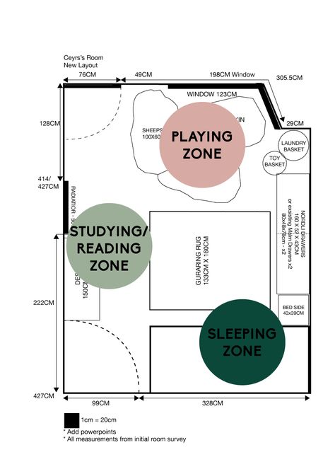 PLANNING YOUR CHILDRENS ROOM - ZONING Kids Bedroom Layout Floor Plans, Zoning Interior Design Plan, Zoning Plan Interior, Toddler Bedroom Layout, Toddler Room Layout, Kids Room Layout, Room Zoning, Children Bedroom Design, Arch Plan